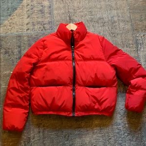 Red Cropped H&M Puffer - Sz S